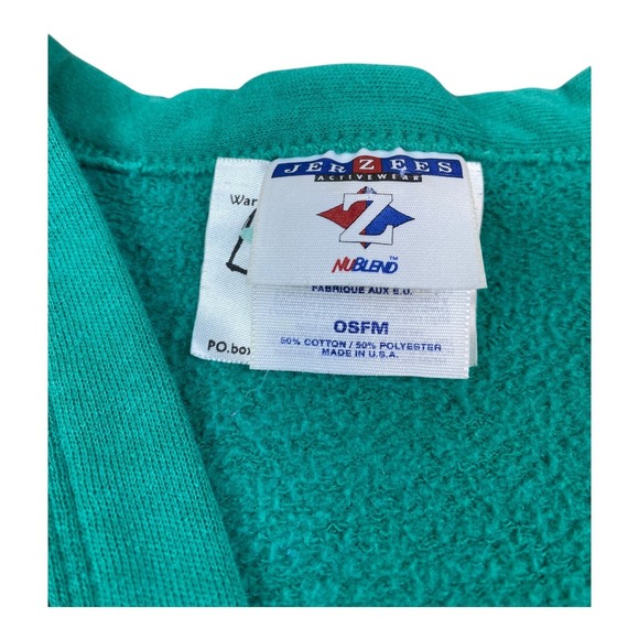 RARE VTG 90s Jerzees Fleece Ladies & Dames Hummingbird Teal Sweater Cardigan XL - Picture 8 of 15